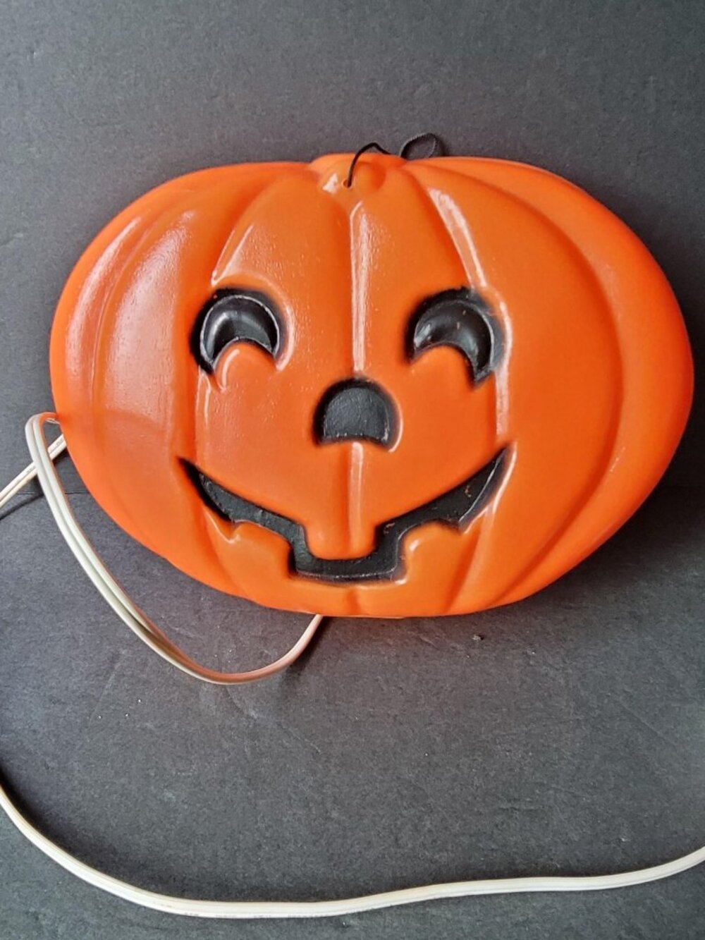Vintage Plastic Pumpkin Blow Mold Light | Retro Halloween Jack o Lantern Window